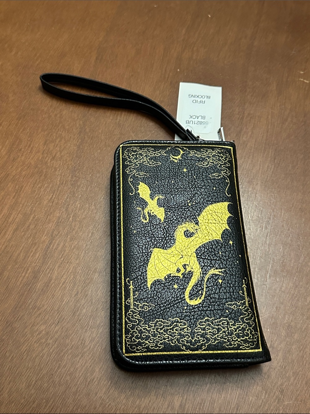 Romantasy Dragon Book Wallet Snap Zipper RFID Blocking Wristlet - Picture 3 of 6